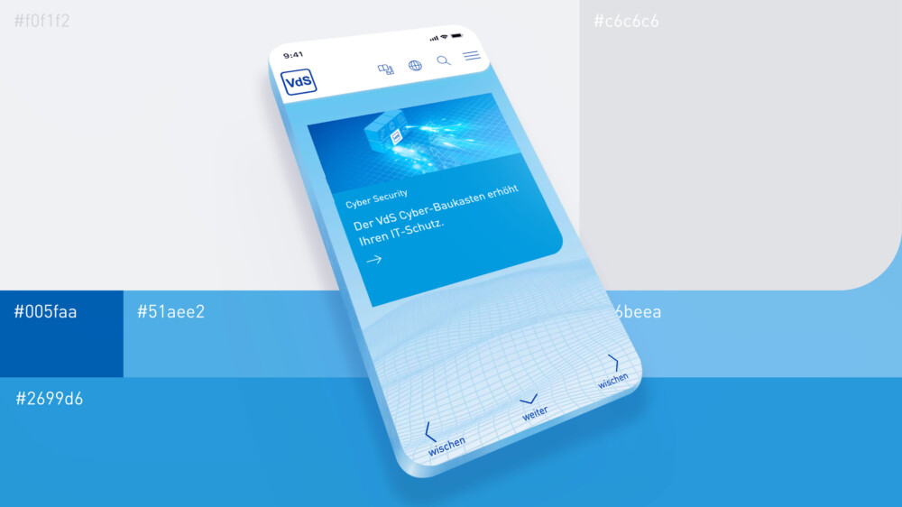 New Corporate Website Interface Design VdS Schadenverhütung - Mobile Smartphone Screen Colour World Preview Image