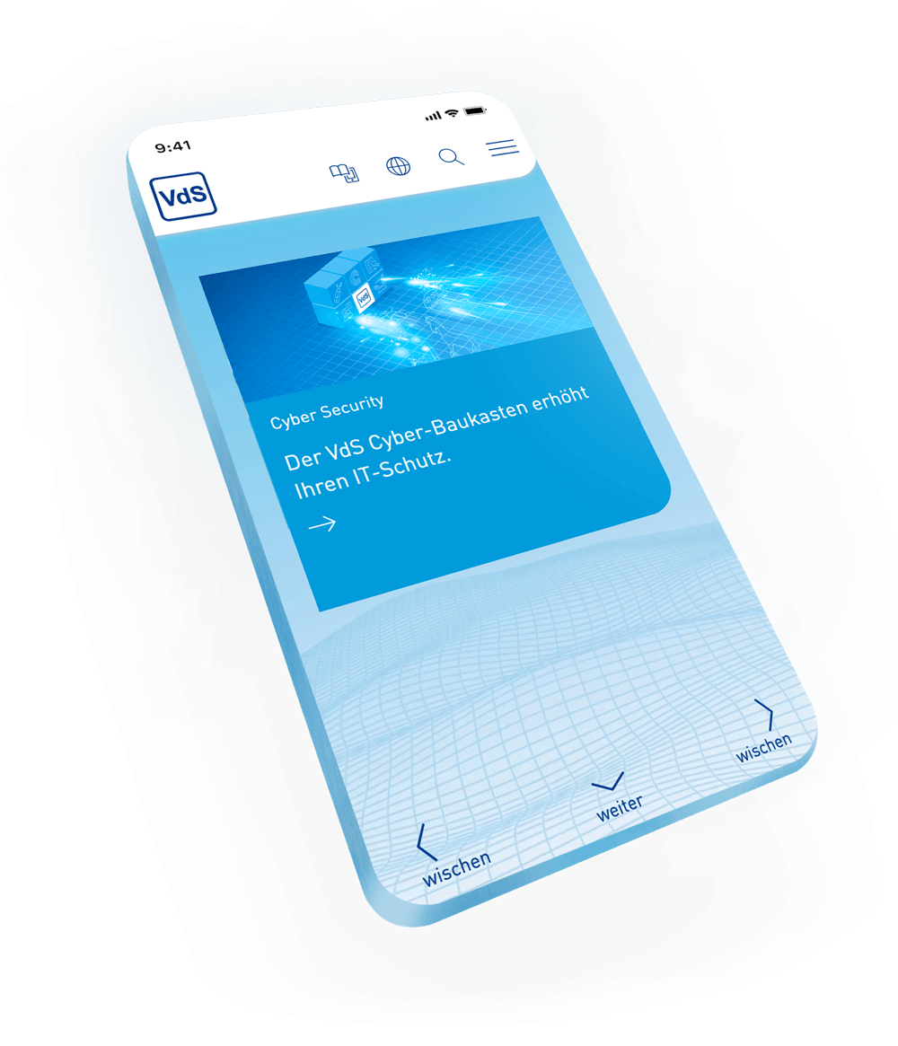 Corporate Design Anwendung – VdS Schadenverhütung – Corporate Website – Interface Design – Mobile