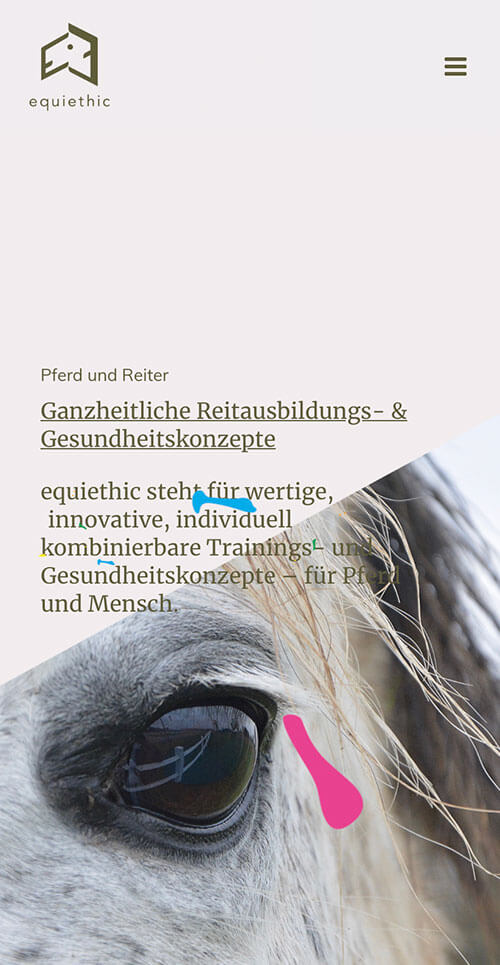 Aufmerksamkeitsstarkes Brand Design – Equiethic – Reitausbildung- und Gesundheitskonzepte – Interface Design – Mobil