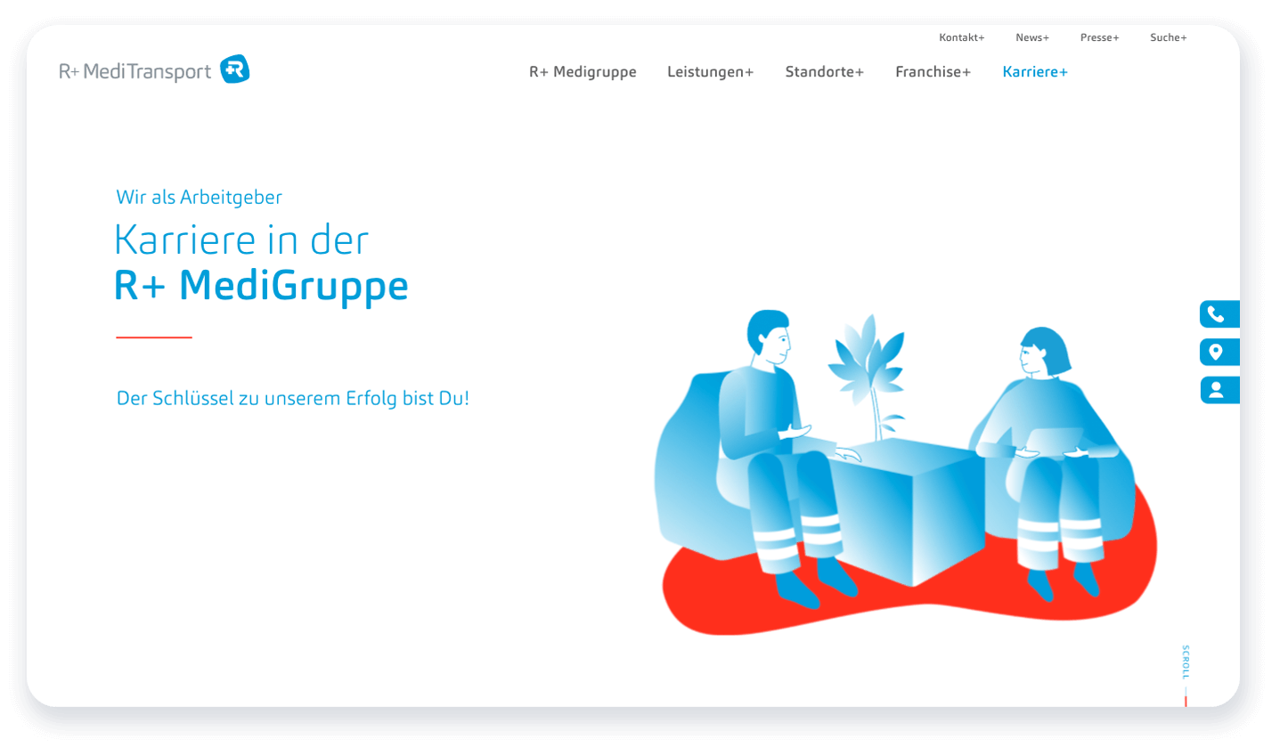 Corporate Design und Corporate Website der R+ MediGruppe – Gestaltungsparameter und Anwendung – CRENEO Designagentur aus Düsseldorf