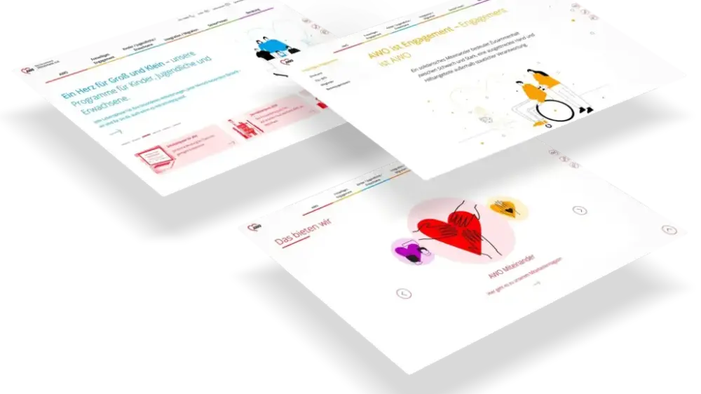 Corporate Website AWO Mittelrhein — mehrere Einrichtungen auf einer gemeinsamen CMS-Plattform, entwickelt von CRENEO als skalierbares Website-System mit eigenständigen Auftritten pro Einrichtung.