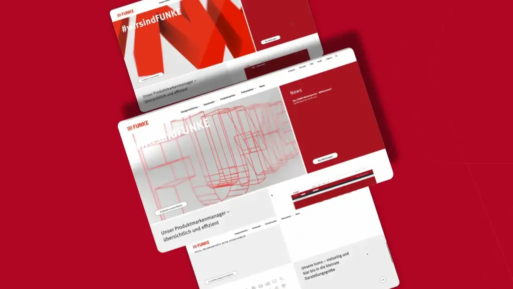 Markenportal FUNKE Mediengruppe — zentrale Plattform für Markenführung mit Asset-Bibliothek, Guidelines und Produktmarkenmanager, entwickelt von CRENEO für 30+ Submarken und 6.000 Mitarbeitende.