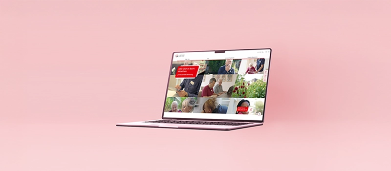 Vorschau der Website für Pflegeeinrichtungen der AWO GESA mit Fokus auf Bildwelt und Struktur der Inhalte.