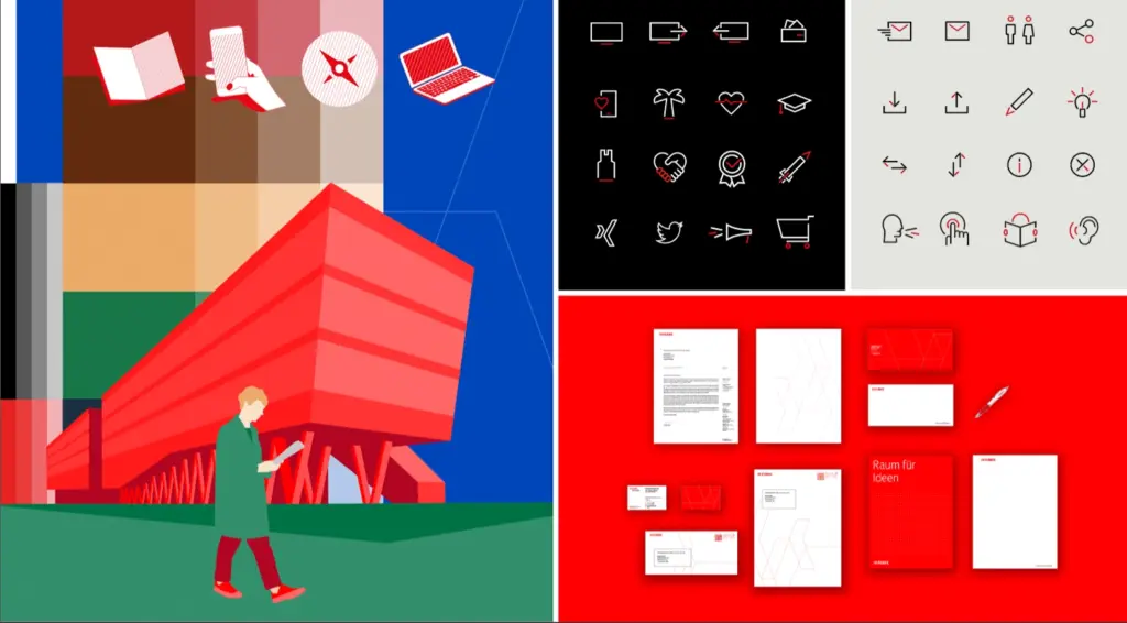 Markensystem FUNKE Mediengruppe — Bildwelt, Iconset und Geschäftsausstattung als Bausteine eines zusammenhängenden Corporate-Design-Systems, entwickelt von CRENEO.